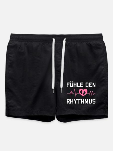 Expectant Mom FEEL THE RHYTHM Funny - Swim Trunks - black