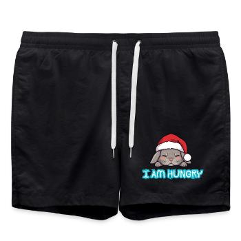 Lapin gourmand de Noël - Short de bain - noir - Devant - AI Model Male 185 light (185cm)
