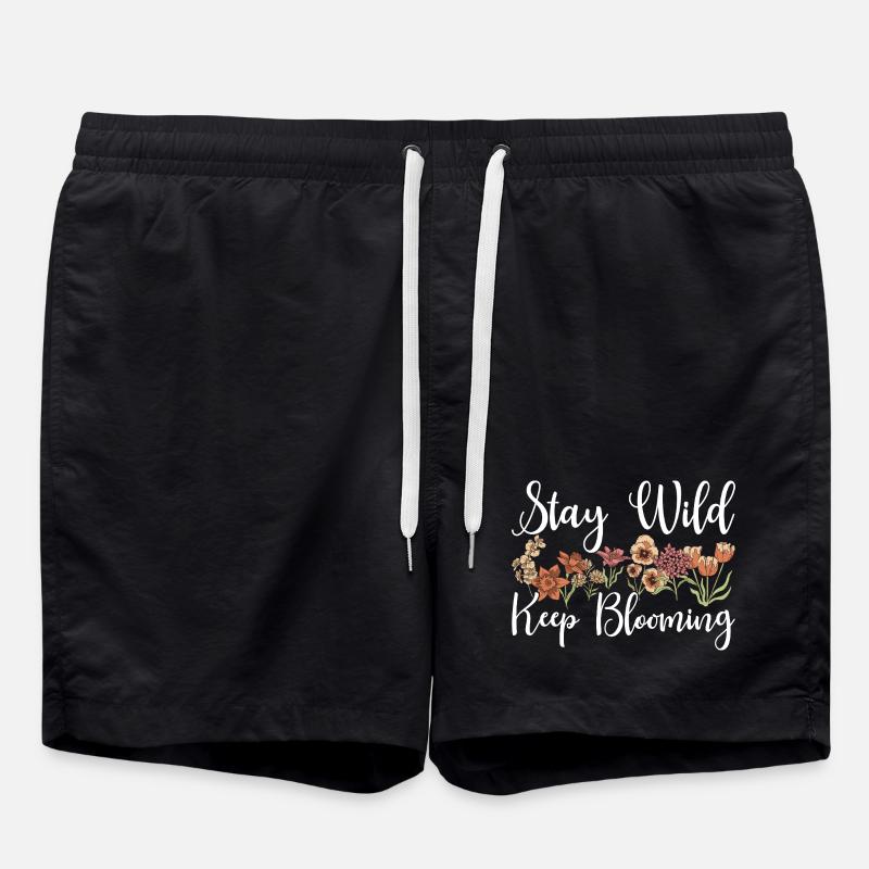 Stay Wild Keep Blooming Floral - Badeshorts - Schwarz