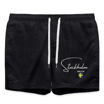 Stockholm, Suède, design minimaliste élégant - Short de bain - noir - Devant - AI Model Male 185 light (185cm)