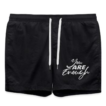 You Are Enough Self Love Motivational Quote - Swim Trunks - black - Front - AI Model Male 185 light (185cm)