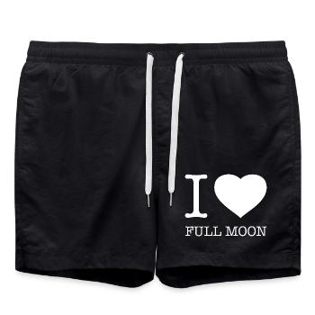 I love Full moon Vollmond - Swim Trunks - black - Front - AI Model Male 185 light (185cm)