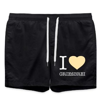 I love Grießbrei - Badeshorts - Schwarz - Vorne - AI Model Male 185 light (185cm)