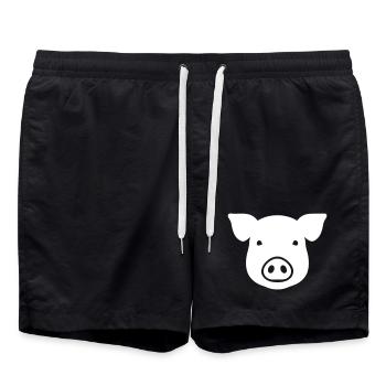 Süßes Schwein Kopf Icon Vektor - Badeshorts - Schwarz - Vorne - AI Model Male 185 light (185cm)