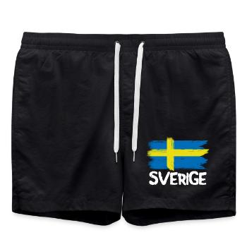 Drapeau suédois Sverige Cool Drapeau vintage - - Short de bain - noir - Devant - AI Model Male 185 light (185cm)