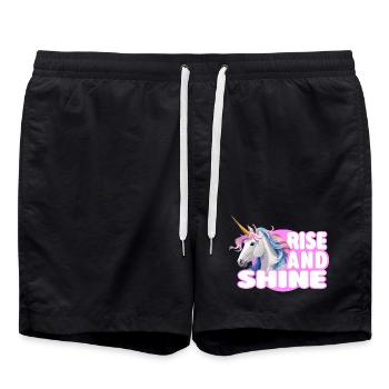 Rise and Shine - Magisches Einhorn  - Badeshorts - Schwarz - Vorne - AI Model Male 185 light (185cm)