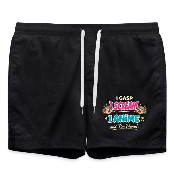 Anime Fangirl Screams Anime Reaction - Swim Trunks - black - Front - AI Model Male 185 light (185cm)