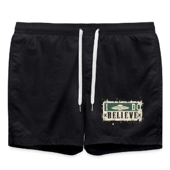 Je crois aux OVNI - Short de bain - noir - Devant - AI Model Male 185 light (185cm)