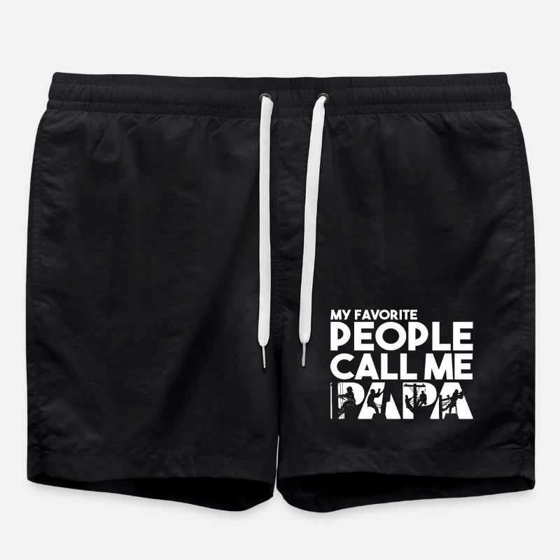 Papa Line Worker Electrical Lineman Silhouette - Swim Trunks - black