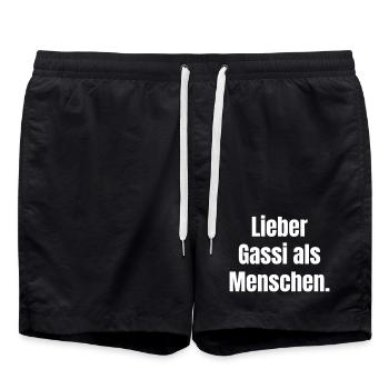 Lieber Gassi als Menschen Spruch - Swim Trunks - black - Front - AI Model Male 185 light (185cm)
