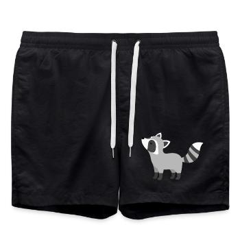 Cute curious racoon minimalist style - Swim Trunks - black - Front - AI Model Male 185 light (185cm)