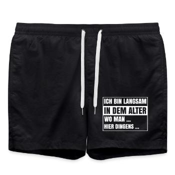Ich bin langsam in dem Alter wo man hier dingens - Badeshorts - Schwarz - Vorne - AI Model Male 185 light (185cm)