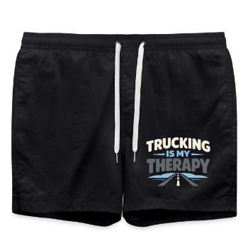 Trucking Therapy Road is my therapy trucker - Swim Trunks - black - Front - AI Model Male 185 light (185cm)