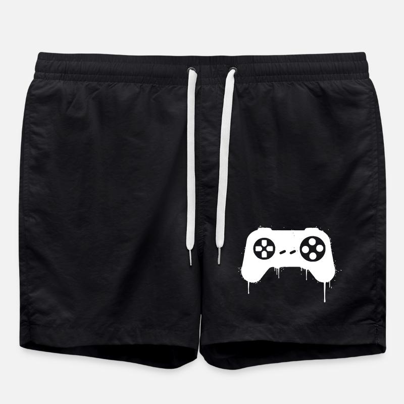 Gamepad Graffiti Drops - Swim Trunks - black