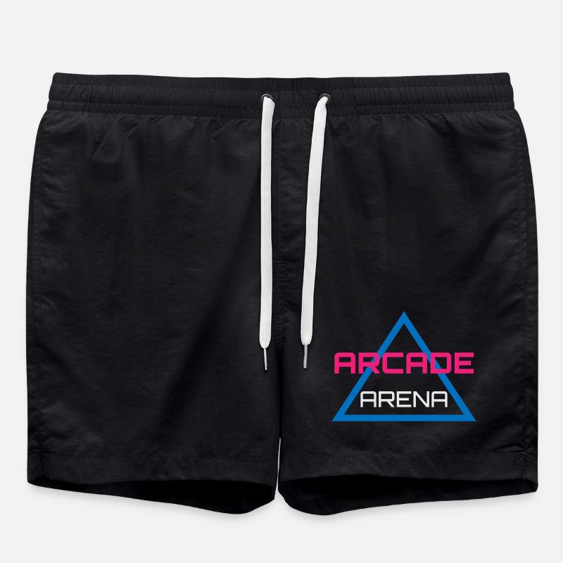 Retro Gaming Neon Design - Swim Trunks - black