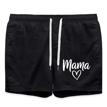 Mama Heart Script Logo - Badeshorts - Schwarz - Vorne - AI Model Male 185 light (185cm)