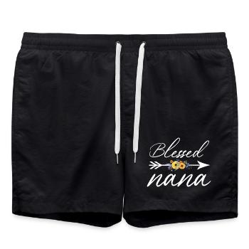Geliebtes Nana-Blumenhemd zum Muttertagsgeschenk - Badeshorts - Schwarz - Vorne - AI Model Male 185 light (185cm)