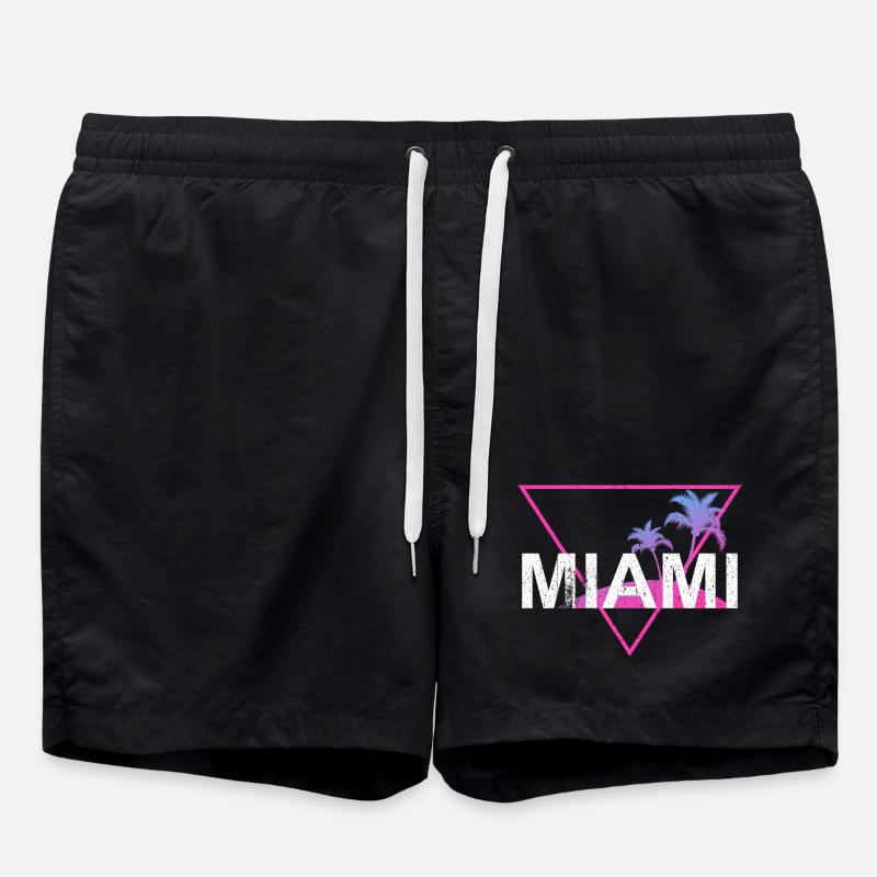 Miami Neon Palm Trees Rétro - Short de bain - noir