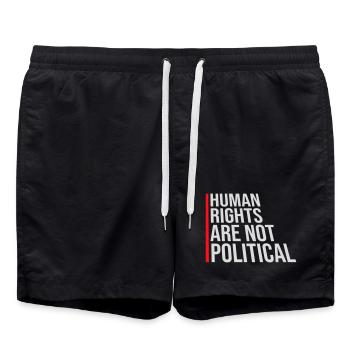 Human Rights Are Not Political Menschenrechte Logo - Swim Trunks - black - Front - AI Model Male 185 light (185cm)
