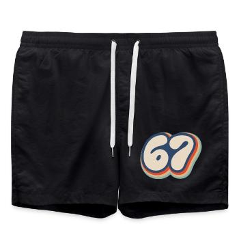 67 - Soixante Sept Numéro 67 Vintage Rétro Meme Six - Short de bain - noir - Devant - AI Model Male 185 light (185cm)