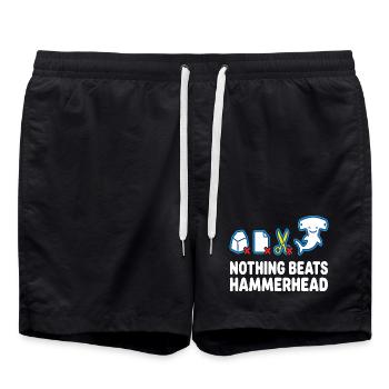 Nothing Beats Hammerhead Hammerhead Shark Motif - Swim Trunks - black - Front - AI Model Male 185 light (185cm)