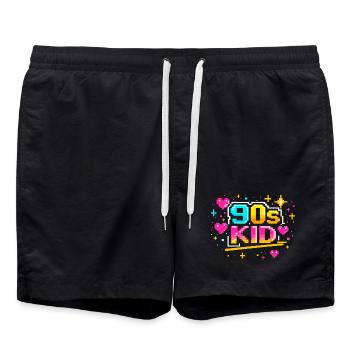 Pixelkid Neon Rétro des années 90 - Short de bain - noir - Devant - AI Model Male 185 light (185cm)