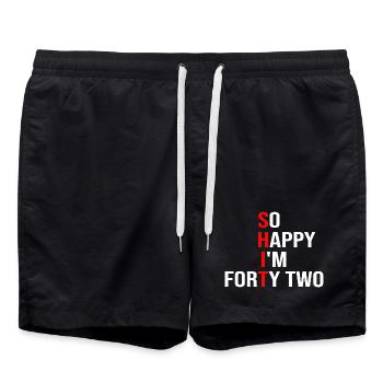 Tellement heureux d’avoir quarante-deux ans - Short de bain - noir - Devant - AI Model Male 185 light (185cm)
