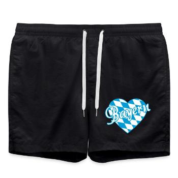 Bayern Herz mit blau weiß Rautenmuster - Badeshorts - Schwarz - Vorne - AI Model Male 185 light (185cm)