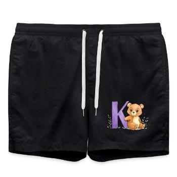 Aquarell Bär mit Buchstabe K - Badeshorts - Schwarz - Vorne - AI Model Male 185 light (185cm)