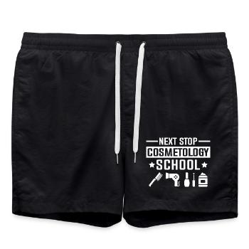 Next stop: Cosmetics school - Swim Trunks - black - Front - AI Model Male 185 light (185cm)