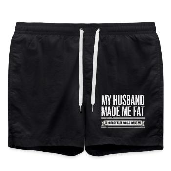 My Husband Made Me Fat Funny Wife Saying - Swim Trunks - black - Front - AI Model Male 185 light (185cm)