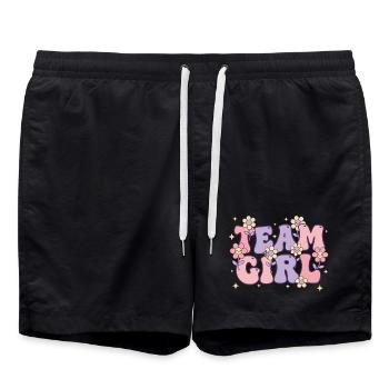 Révélation du sexe : équipe fille baby shower Maman Papa - Short de bain - noir - Devant - AI Model Male 185 light (185cm)