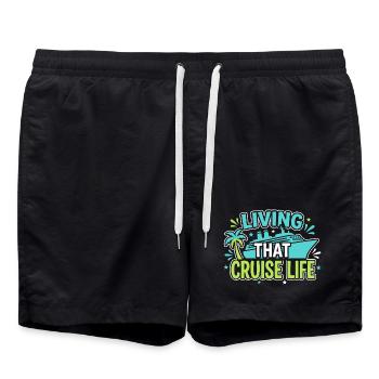 Kreuzfahrt-oma, Oma An Deck, - Badeshorts - Schwarz - Vorne - AI Model Male 185 light (185cm)