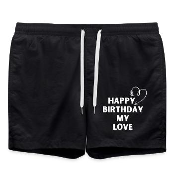 Joyeux anniversaire mon amour - Short de bain - noir - Devant - AI Model Male 185 light (185cm)