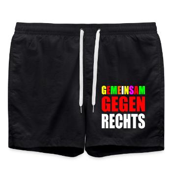 Gemeinsam gegen rechts - Badeshorts - Schwarz - Vorne - AI Model Male 185 light (185cm)