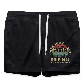 Original Birthday 2009 - Gift September 2009 - Swim Trunks - black - Front - AI Model Male 185 light (185cm)