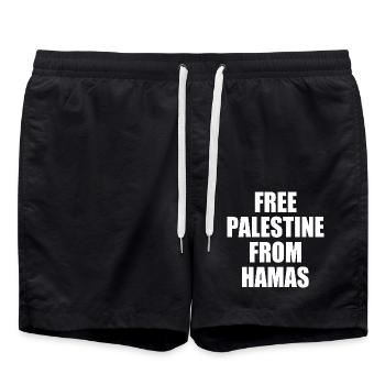 Free palestine - israel - Swim Trunks - black - Front - AI Model Male 185 light (185cm)
