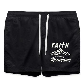 Faith can move Mountains, christliches Geschenk. - Badeshorts - Schwarz - Vorne - AI Model Male 185 light (185cm)