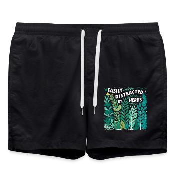 Amateur d’herbes aromatiques : Facilement distrait - Short de bain - noir - Devant - AI Model Male 185 light (185cm)