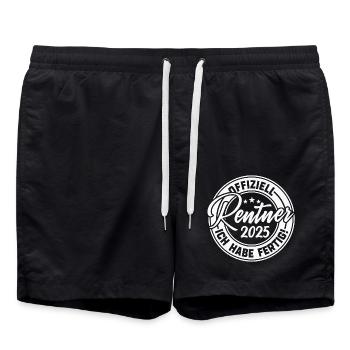 Rentner 2025 Ich habe fertig - Badeshorts - Schwarz - Vorne - AI Model Male 185 light (185cm)