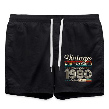 44ème Anniversaire Millésime Décembre 1980 Cru 1980 - Short de bain - noir - Devant - AI Model Male 185 light (185cm)