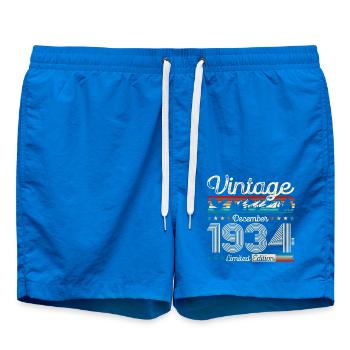 90th Birthday Vintage December 1934 Vintage 1934 - Swim Trunks - cobalt blue - Front