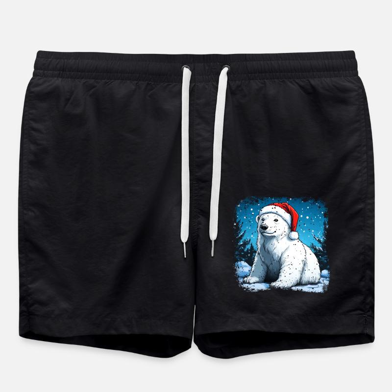 Santa Claus Polar Bear - Swim Trunks - black