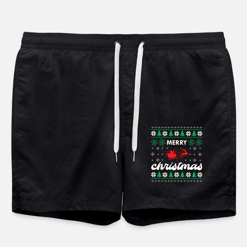 Frohe Weihnachten - Badeshorts - Schwarz