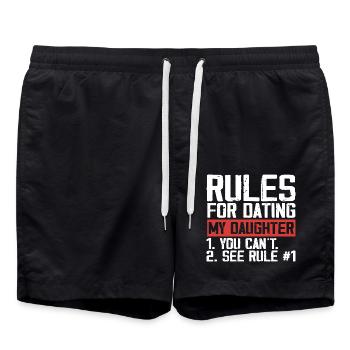 Regeln für die Verabredung mit meiner Tochter - Badeshorts - Schwarz - Vorne - AI Model Male 185 light (185cm)