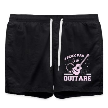 Je Peux Pas J ai Guitare - Short de bain - noir - Devant - AI Model Male 185 light (185cm)