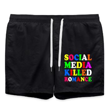 social media killed romance - Short de bain - noir - Devant - AI Model Male 185 light (185cm)