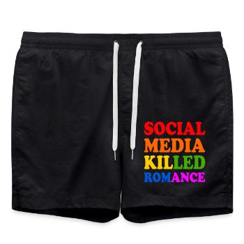 social media killed romance - Badeshorts - Schwarz - Vorne - AI Model Male 185 light (185cm)