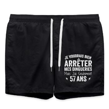 57th Birthday Gift Funny 57 Years - Swim Trunks - black - Front - AI Model Male 185 light (185cm)