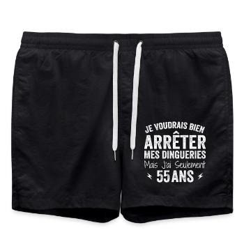 Funny 55th Anniversary Gift 55 Years - Swim Trunks - black - Front - AI Model Male 185 light (185cm)